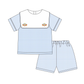Blue turkey embroidery shorts set