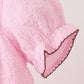Pink turkey embroidery ruffle gingham bubble