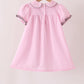 Pink turkey embroidery ruffle gingham dress