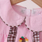 Pink turkey embroidery ruffle gingham dress