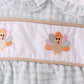 Green plaid turkey embroidery ruffle bubble