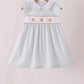 Green plaid turkey embroidery ruffle dress