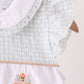 Green plaid turkey embroidery ruffle dress