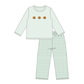 Green turkey embroidery gingham pants set