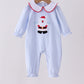 Blue stripe santa embroidery ruffle romper