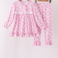 Pink santa claus bamboo ruffle pants set