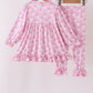 Pink santa claus bamboo ruffle pants set