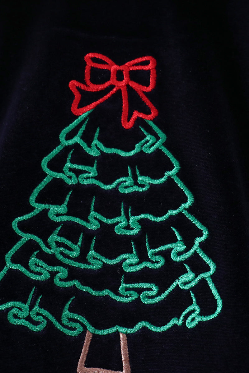 Navy christmas tree embroidery bubble