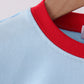 Blue santa claus embroidery gingham pants set