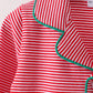 Red stripe christmas tree embroidery pants set