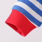 Blue stripe train gingerbread embroidery romper