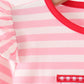 Pink stripe gingerbread embroidery ruffle pants set