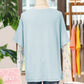 Beau Blue Floral Lace Sleeve Patchwork Waffle Fake Two-piece Top