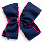Navy Blue crochet edge hair bow