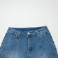 Sail Blue Exposed Stitching Straight Jeans