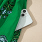 Green Floral Print Split Neck Shirred High Waist Ruffle Hem Maxi Dress