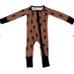 Bamboo zip sleeper lightening bolts brown