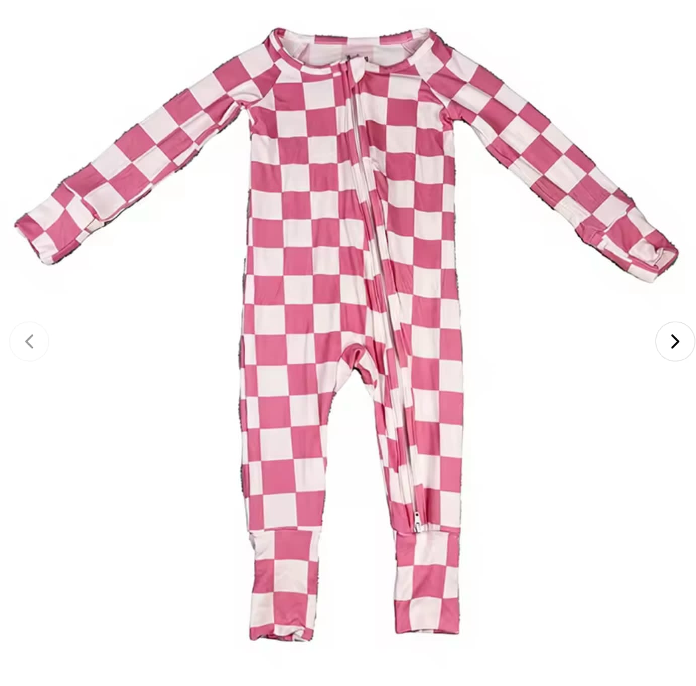 Bamboo zip sleeper pink check