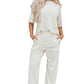 Khaki Checkered Print Half Sleeve Tee 2pcs Lounge Pant Set