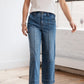 Sail Blue Exposed Stitching Straight Jeans