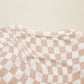 Khaki Checkered Print Mock Neck Mesh T Shirt