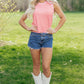 Pink Stripe Textured Knit Sleeveless Casual Sweater Top