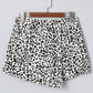 Brown Leopard Print Button Overlap Denim Shorts