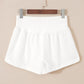 White Solid Color Ribbed Patchwork High Waist Athletic Shorts