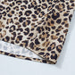 Brown Plus Size Leopard Print Crinkled Colorblock Patchwork V Neck Blouse