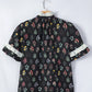 Black Contrast Frilled Trim Short Sleeve Floral Shirt