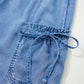Beau Blue Drawstring Elastic Waist Pocketed Loose Denim Pants