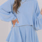 Sky Blue Corded Lantern Sleeve Top High Waist Ruffled Mini Skort Set