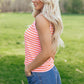 Pink Stripe Textured Knit Sleeveless Casual Sweater Top