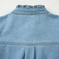 Myosotis Frilled Detail Button Down Ruffle Short Sleeve Denim Mini Dress