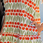 White Tulip Floral Print Cotton Puff Short Sleeve Mini Dress