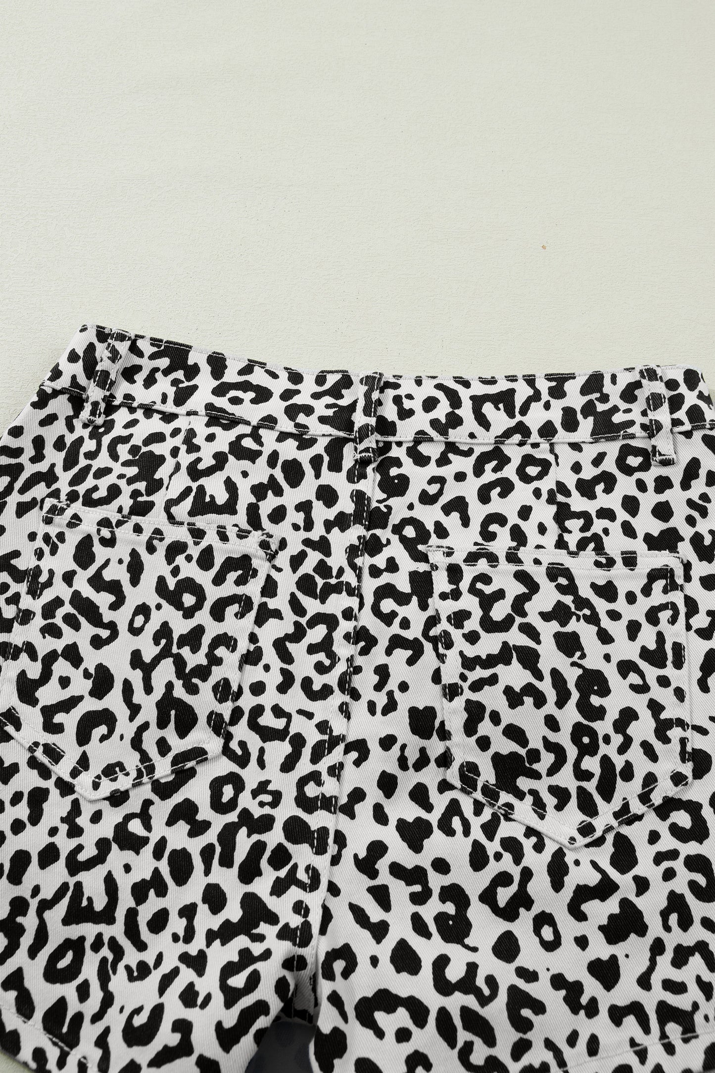 Brown Leopard Print Button Overlap Denim Shorts