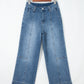 Sail Blue Exposed Stitching Straight Jeans