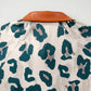 Casual Unique Leopard Print Button Contrast Collared Short Sleeve Blouse