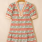 White Tulip Floral Print Cotton Puff Short Sleeve Mini Dress