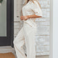 Khaki Checkered Print Half Sleeve Tee 2pcs Lounge Pant Set