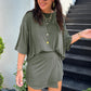 Laurel Green Solid Color Oversize Tee Tie Wrap Mini Skort 2pcs Set