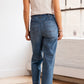 Sail Blue Exposed Stitching Straight Jeans