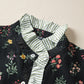 Black Contrast Frilled Trim Short Sleeve Floral Shirt