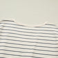 Beige Stripe Drawstring Tunic Tank Mini Dress with Pockets
