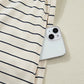 Beige Stripe Drawstring Tunic Tank Mini Dress with Pockets