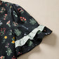 Black Contrast Frilled Trim Short Sleeve Floral Shirt