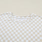 Khaki Checkered Print Half Sleeve Tee 2pcs Lounge Pant Set