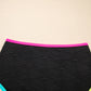 Black Floral Textured Neon Trim V Neck Crisscross Backless Tankini Set