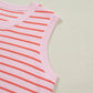 Pink Stripe Textured Knit Sleeveless Casual Sweater Top