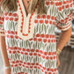 White Tulip Floral Print Cotton Puff Short Sleeve Mini Dress